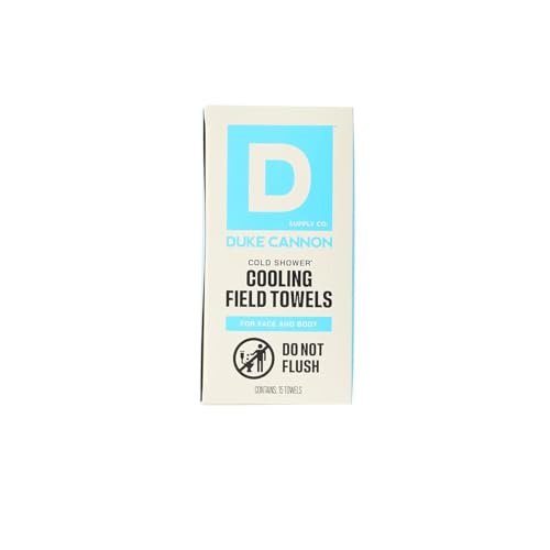 Duke Cannon Cold Shower Cooling Field Towels - 15 Individually Wrapped Towels - Instant Refresh for Face and Body with Menthol & Aloe - Travel Pack Avelisse
