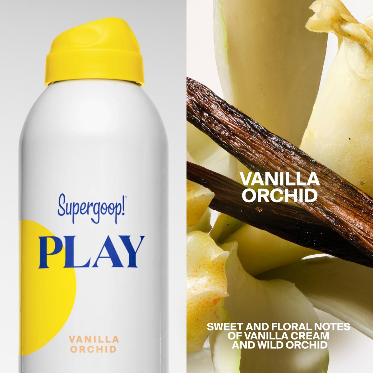 Supergoop! PLAY Antioxidant Body Mist SPF 50 PA++++ - Vitamin C Body Spray, Vanilla Orchid, 6 fl oz Avelisse