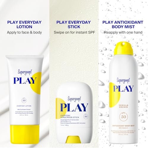 Supergoop! PLAY Antioxidant Body Mist SPF 50 PA++++ - Vitamin C Body Spray, Vanilla Orchid, 6 fl oz Avelisse