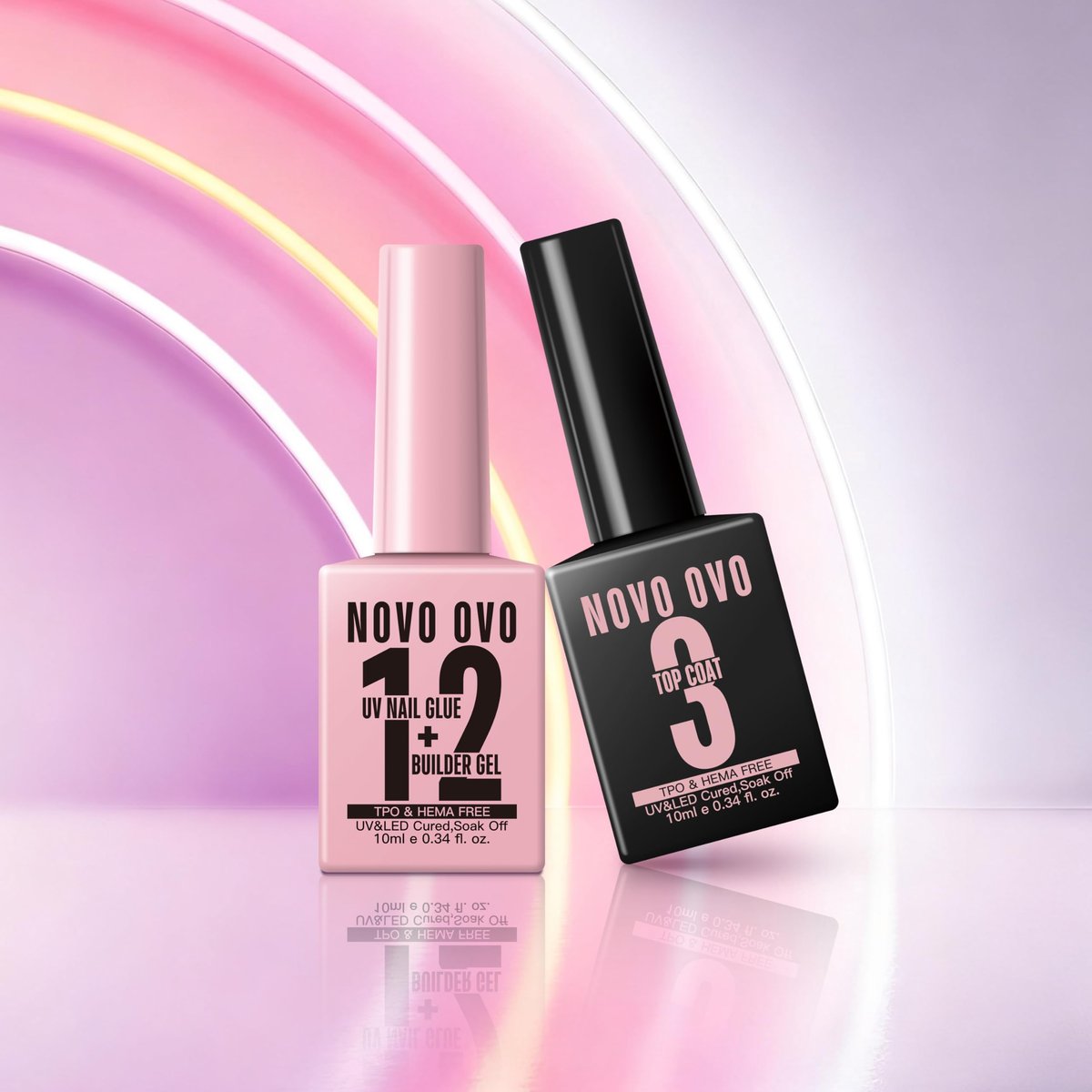 NOVO OVO UV Nail Glue and Builder Gel 2 in 1 – No Wipe Top Coat Kit for Predesigned French Tip Nail Tips, HEMA & TPO Free, Super Strong Adhesive for Press On Acrylic Nails, Long Lasting & Easy to Use Avelisse