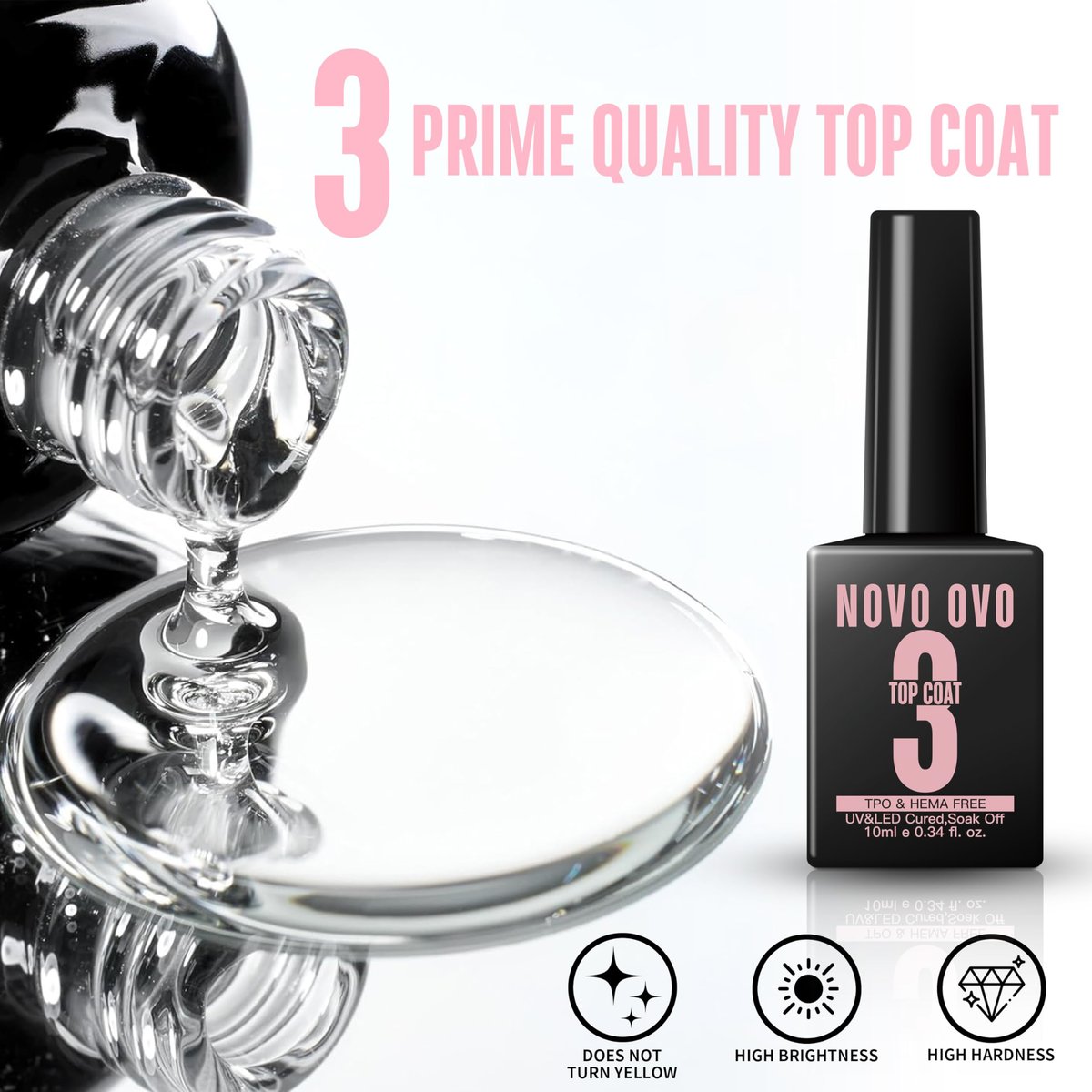 NOVO OVO UV Nail Glue and Builder Gel 2 in 1 – No Wipe Top Coat Kit for Predesigned French Tip Nail Tips, HEMA & TPO Free, Super Strong Adhesive for Press On Acrylic Nails, Long Lasting & Easy to Use Avelisse