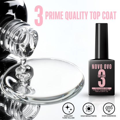 NOVO OVO UV Nail Glue and Builder Gel 2 in 1 – No Wipe Top Coat Kit for Predesigned French Tip Nail Tips, HEMA & TPO Free, Super Strong Adhesive for Press On Acrylic Nails, Long Lasting & Easy to Use Avelisse