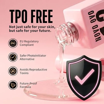 NOVO OVO UV Nail Glue and Builder Gel 2 in 1 – No Wipe Top Coat Kit for Predesigned French Tip Nail Tips, HEMA & TPO Free, Super Strong Adhesive for Press On Acrylic Nails, Long Lasting & Easy to Use Avelisse