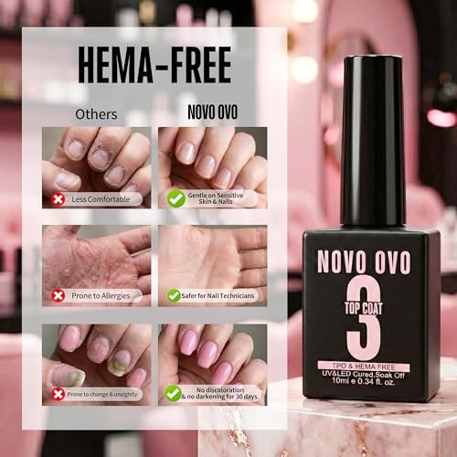 NOVO OVO UV Nail Glue and Builder Gel 2 in 1 – No Wipe Top Coat Kit for Predesigned French Tip Nail Tips, HEMA & TPO Free, Super Strong Adhesive for Press On Acrylic Nails, Long Lasting & Easy to Use Avelisse
