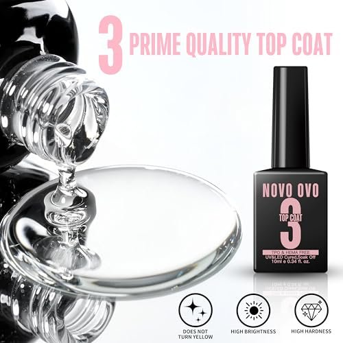 NOVO OVO UV Nail Glue and Builder Gel 2 in 1 – No Wipe Top Coat Kit for Predesigned French Tip Nail Tips, HEMA & TPO Free, Super Strong Adhesive for Press On Acrylic Nails, Long Lasting & Easy to Use Avelisse