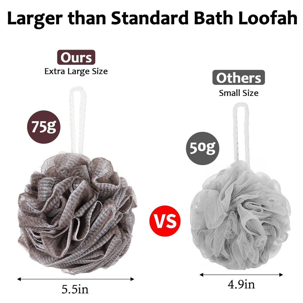 Tbestmax Loofah Sponge 75g/Piece, Mesh Bath Sponge Exfoliating Body Scrubber Ball Pack of 6, Large Avelisse
