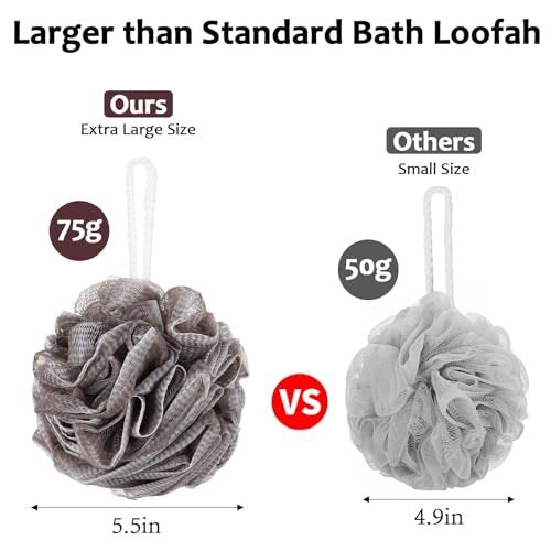 Tbestmax Loofah Sponge 75g/Piece, Mesh Bath Sponge Exfoliating Body Scrubber Ball Pack of 6, Large Avelisse