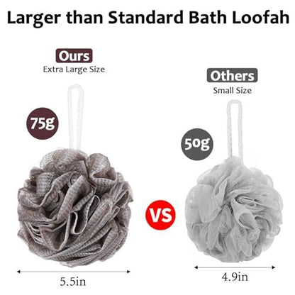 Tbestmax Loofah Sponge 75g/Piece, Mesh Bath Sponge Exfoliating Body Scrubber Ball Pack of 6, Large Avelisse
