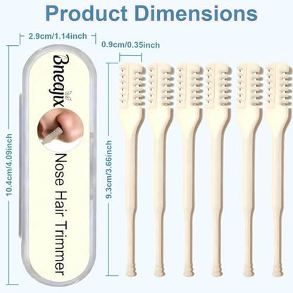 Bneajix 6PCS Nasal Hair Cutter for Women Men - 2026 Upgraded Portable 2-in-1 Nose Hair Trimmer Sticks, 360° Rotating Safe Painless Trimming, Double Sided Nose Knife with Protective Comb Teeth
