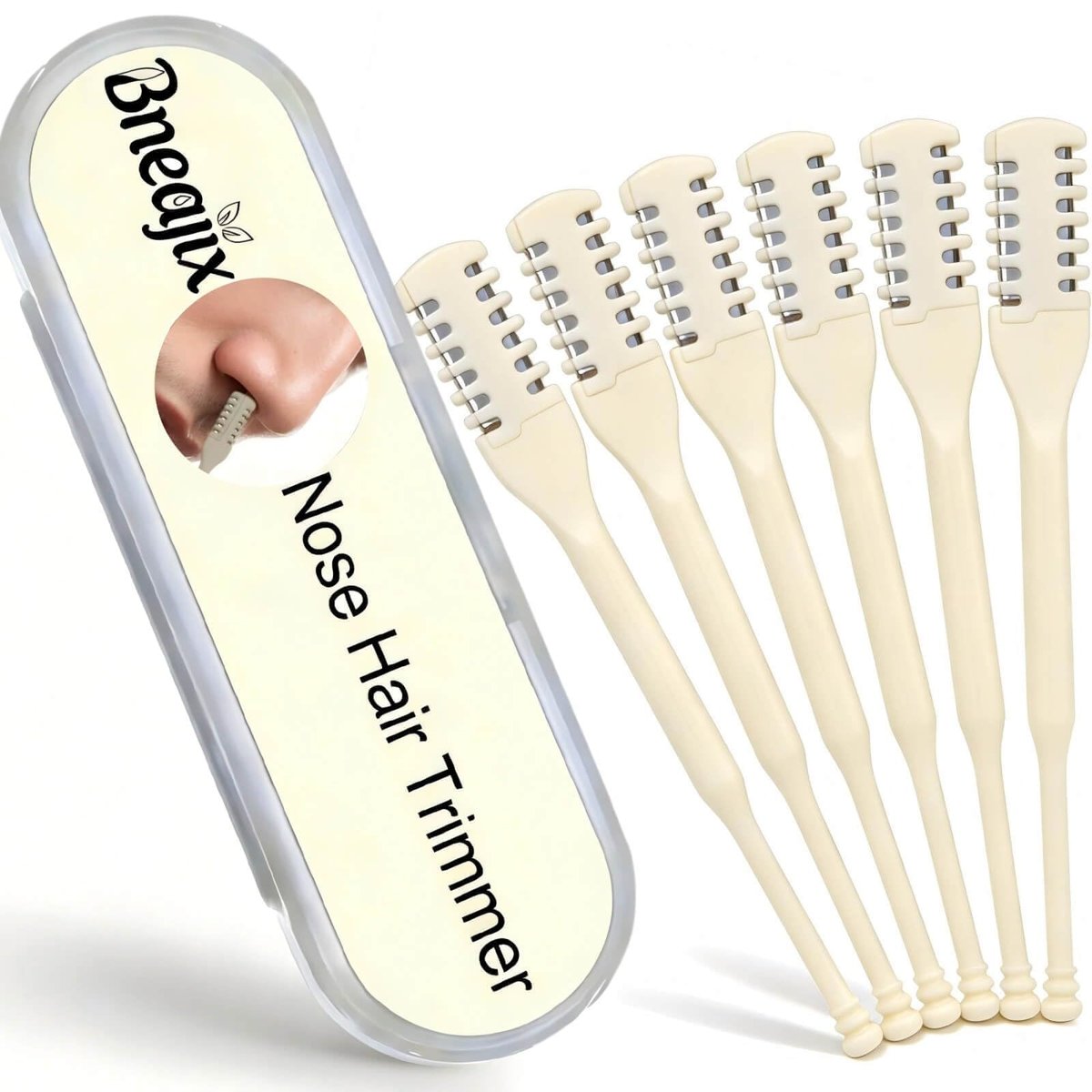 Bneajix 6PCS Nasal Hair Cutter for Women Men - 2026 Upgraded Portable 2-in-1 Nose Hair Trimmer Sticks, 360° Rotating Safe Painless Trimming, Double Sided Nose Knife with Protective Comb Teeth - görsel 1