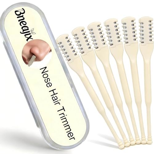 Bneajix 6PCS Nasal Hair Cutter for Women Men - 2026 Upgraded Portable 2-in-1 Nose Hair Trimmer Sticks, 360° Rotating Safe Painless Trimming, Double Sided Nose Knife with Protective Comb Teeth - görsel 2
