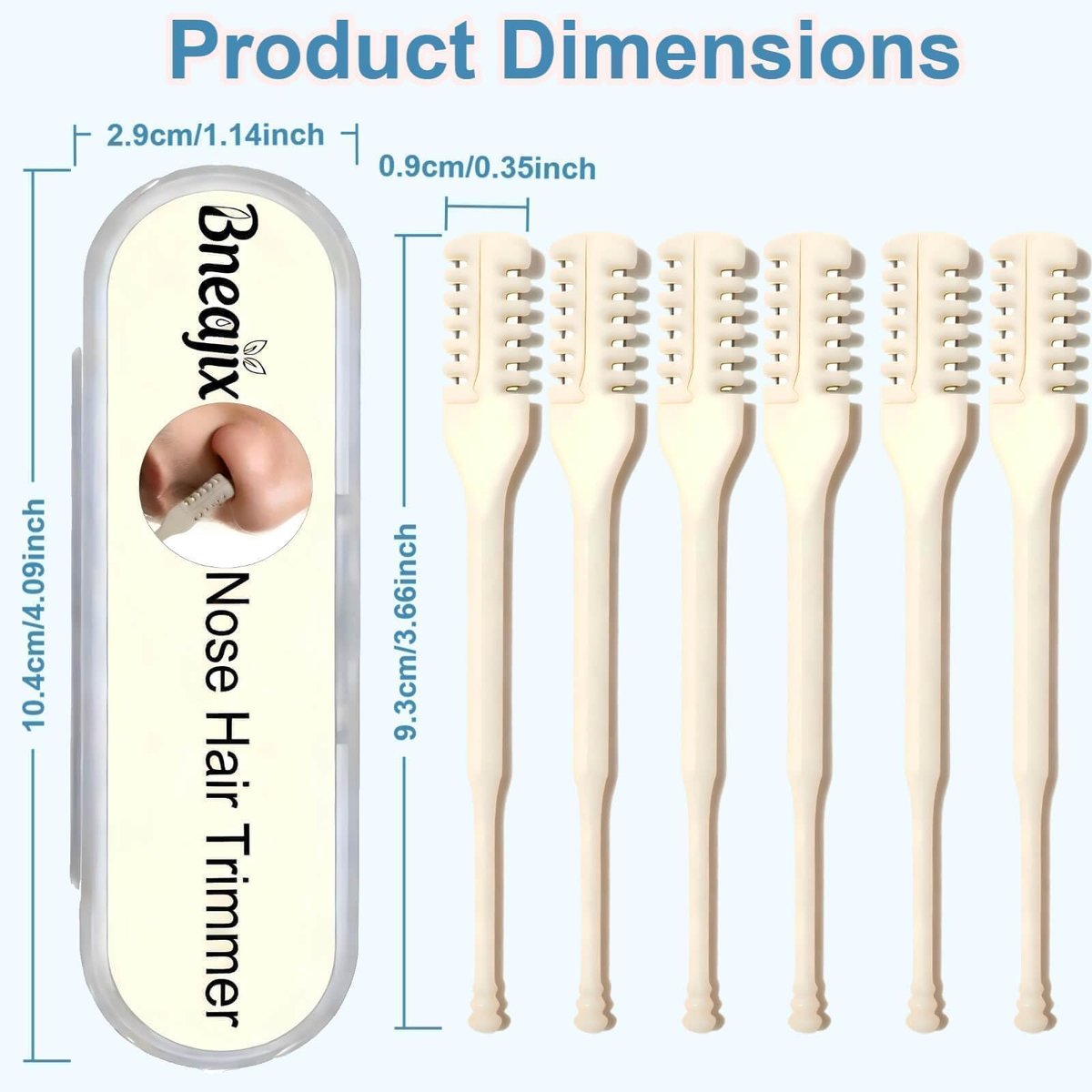 Bneajix 6PCS Nasal Hair Cutter for Women Men - 2026 Upgraded Portable 2-in-1 Nose Hair Trimmer Sticks, 360° Rotating Safe Painless Trimming, Double Sided Nose Knife with Protective Comb Teeth - görsel 11