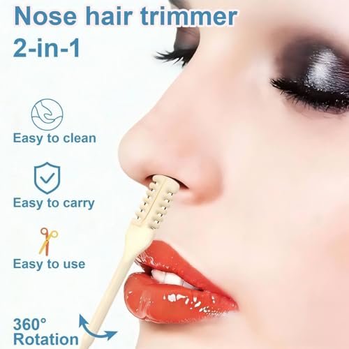 Bneajix 6PCS Nasal Hair Cutter for Women Men - 2026 Upgraded Portable 2-in-1 Nose Hair Trimmer Sticks, 360° Rotating Safe Painless Trimming, Double Sided Nose Knife with Protective Comb Teeth - görsel 6