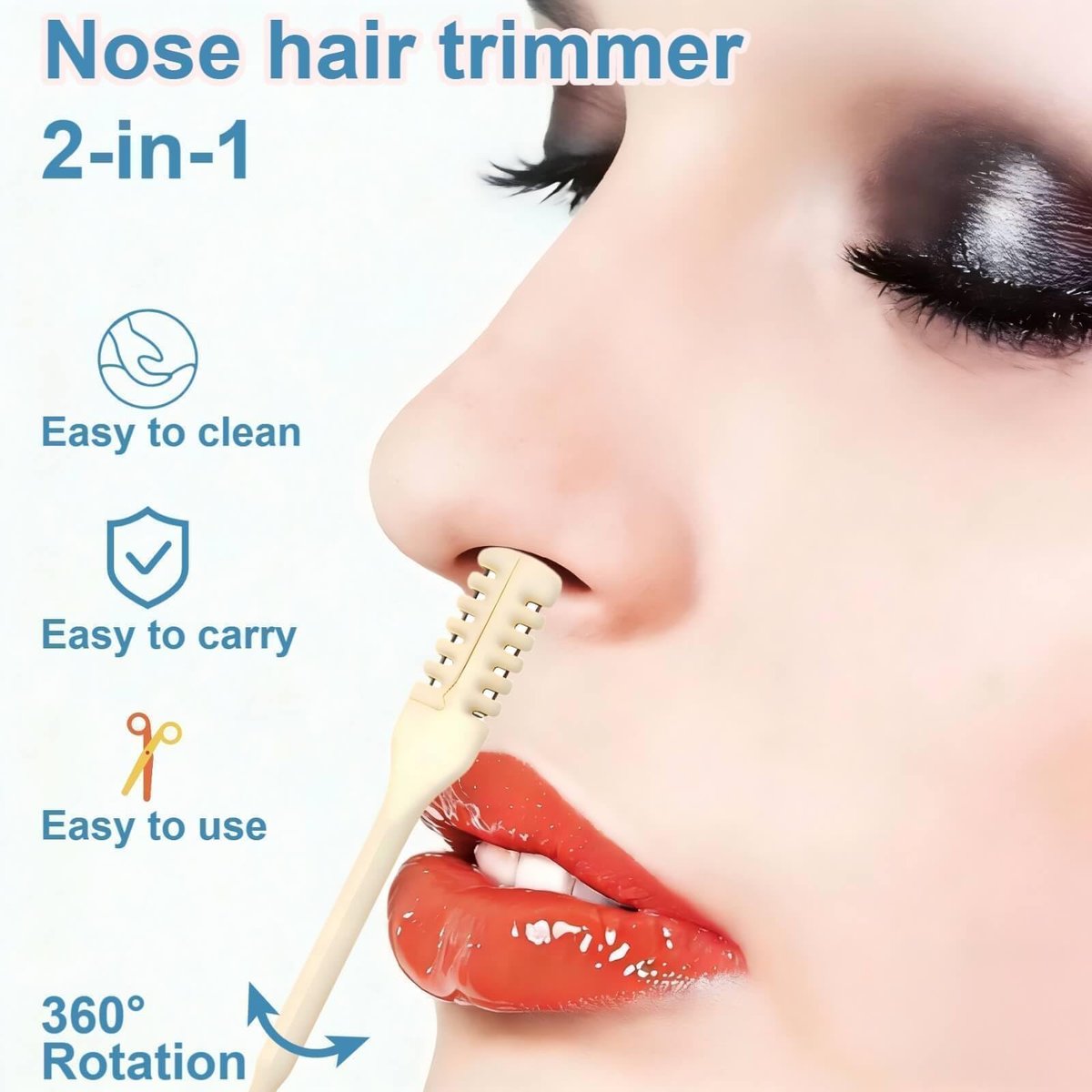 Bneajix 6PCS Nasal Hair Cutter for Women Men - 2026 Upgraded Portable 2-in-1 Nose Hair Trimmer Sticks, 360° Rotating Safe Painless Trimming, Double Sided Nose Knife with Protective Comb Teeth - görsel 5