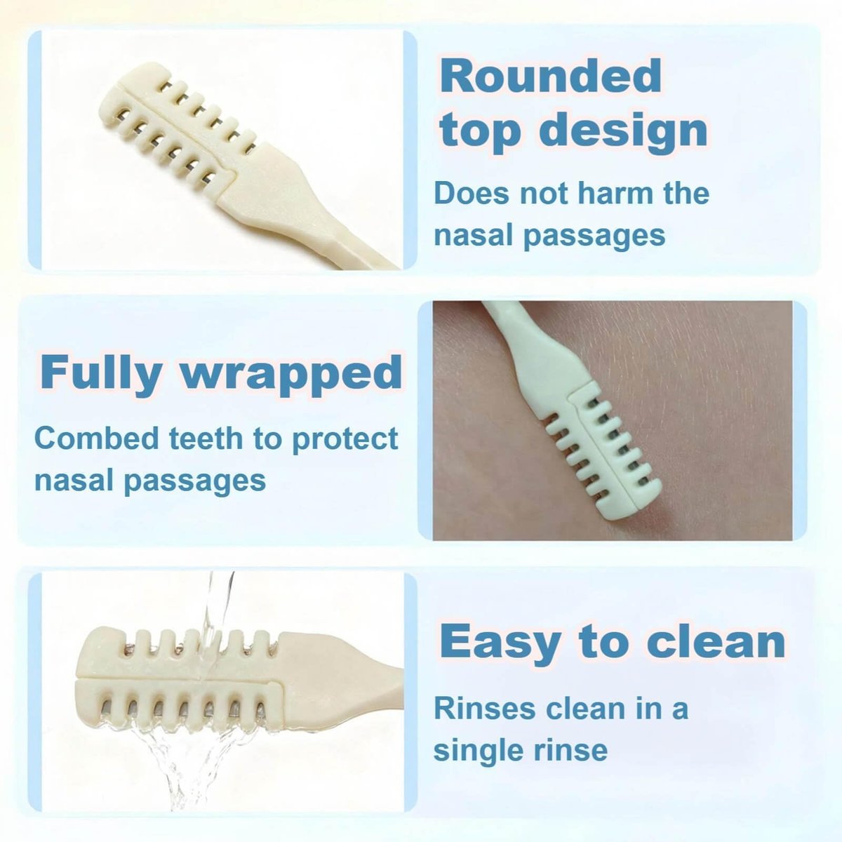 Bneajix 6PCS Nasal Hair Cutter for Women Men - 2026 Upgraded Portable 2-in-1 Nose Hair Trimmer Sticks, 360° Rotating Safe Painless Trimming, Double Sided Nose Knife with Protective Comb Teeth - görsel 7