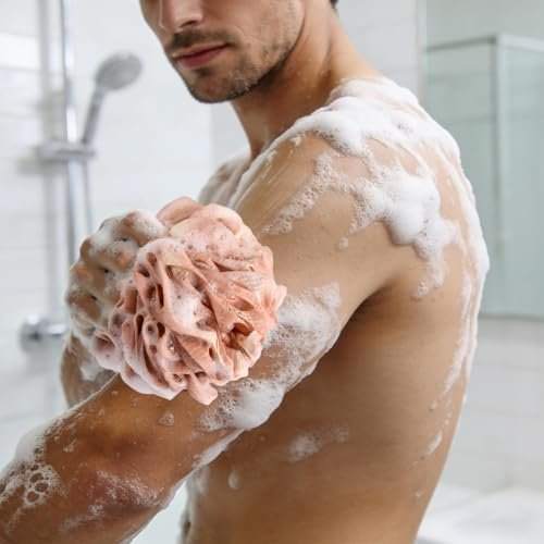 Large Exfoliating Bath Sponges Loofahs - 75g Each, Pack of 6 - Polyester Shower Scrubber Balls for Men & Women Avelisse