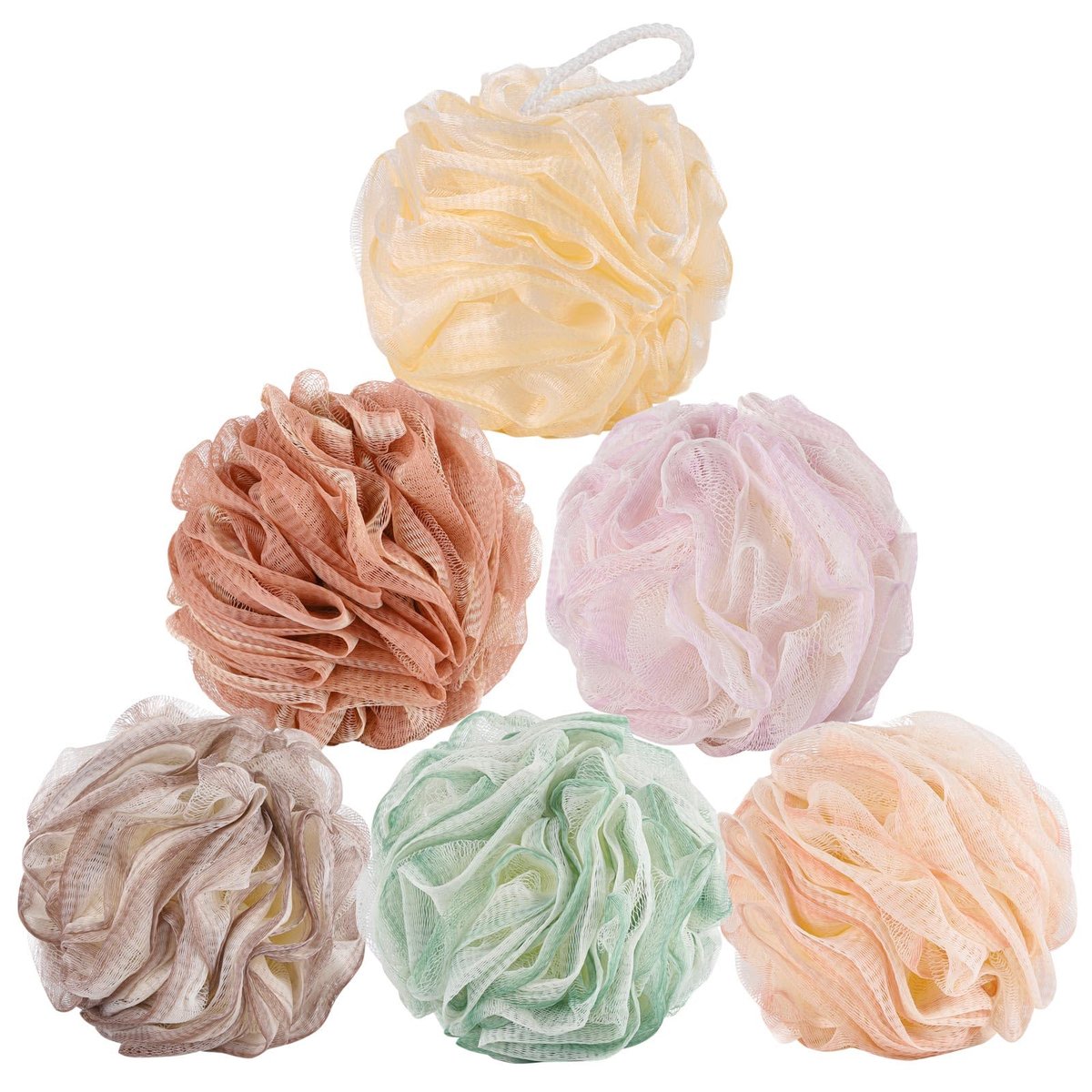 Large Exfoliating Bath Sponges Loofahs - 75g Each, Pack of 6 - Polyester Shower Scrubber Balls for Men & Women Avelisse