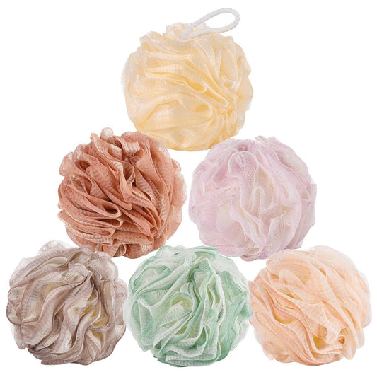 Large Exfoliating Bath Sponges Loofahs - 75g Each, Pack of 6 - Polyester Shower Scrubber Balls for Men & Women Avelisse