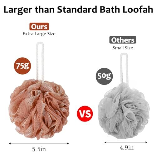 Large Exfoliating Bath Sponges Loofahs - 75g Each, Pack of 6 - Polyester Shower Scrubber Balls for Men & Women Avelisse