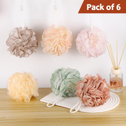 Large Exfoliating Bath Sponges Loofahs - 75g Each, Pack of 6 - Polyester Shower Scrubber Balls for Men & Women Avelisse