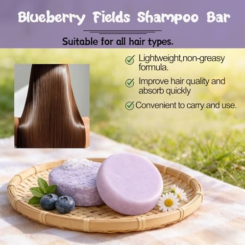 ADUTRY Blueberry Fields Shampoo and Conditioner Bar Set – Natural Hair Growth Bars for Dry, Frizzy, Thinning Hair – All Hair Types Men & Women – 2 Bars Avelisse