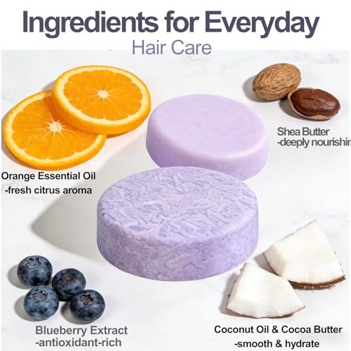 ADUTRY Blueberry Fields Shampoo and Conditioner Bar Set – Natural Hair Growth Bars for Dry, Frizzy, Thinning Hair – All Hair Types Men & Women – 2 Bars Avelisse
