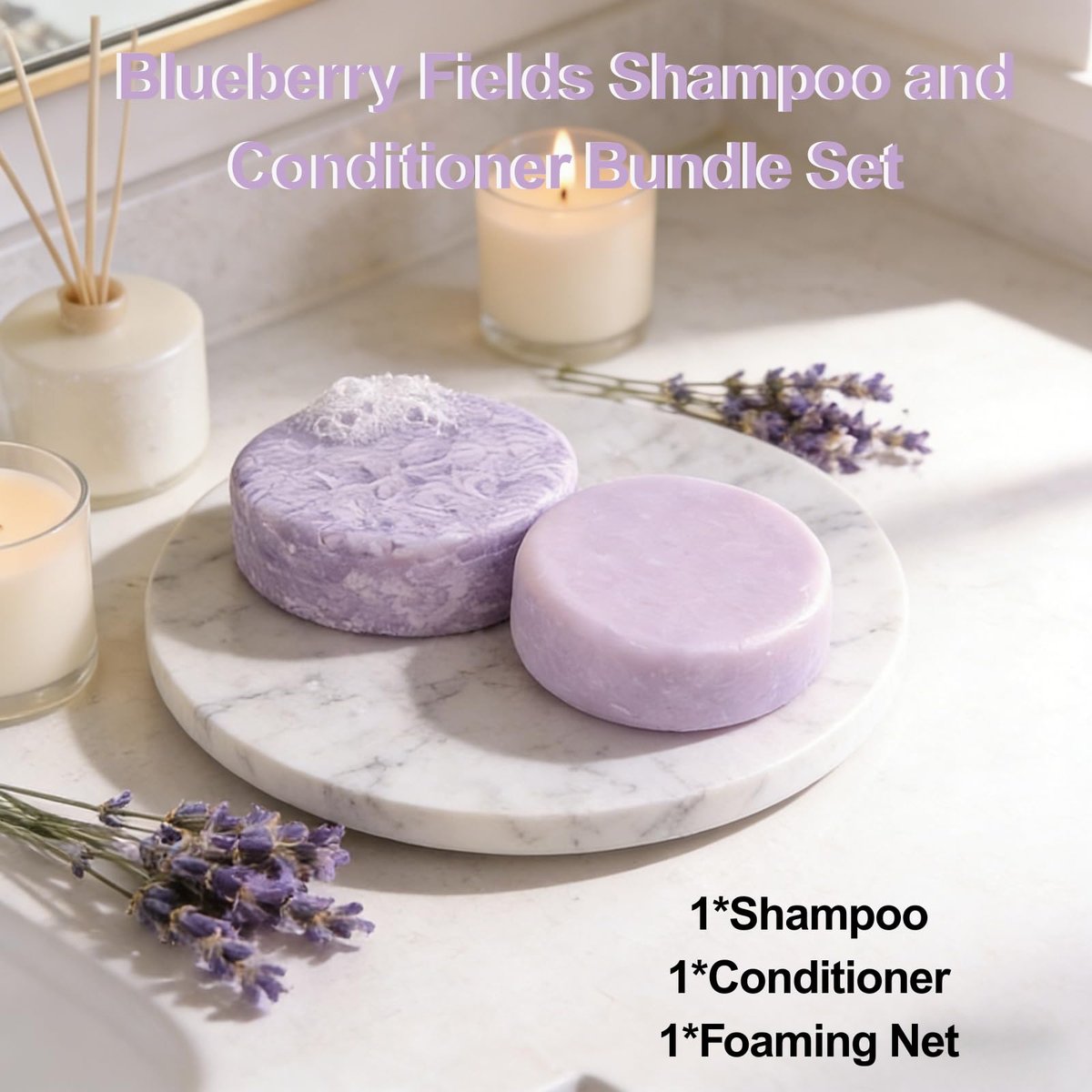 ADUTRY Blueberry Fields Shampoo and Conditioner Bar Set – Natural Hair Growth Bars for Dry, Frizzy, Thinning Hair – All Hair Types Men & Women – 2 Bars Avelisse