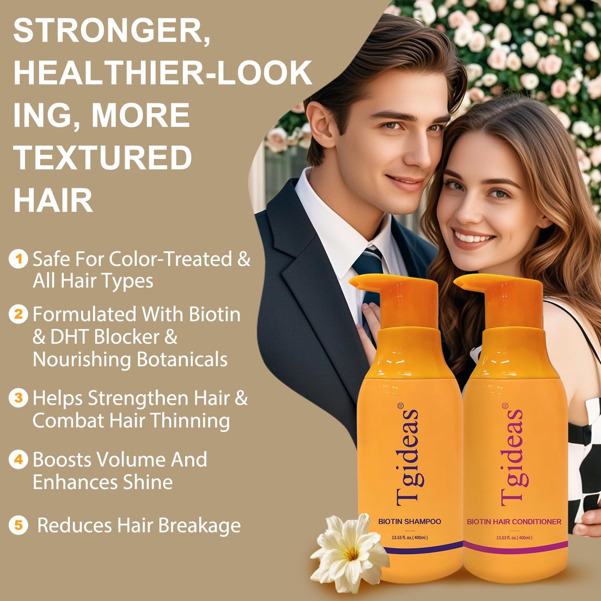 Tgideas Anti-Thinning Biotin Shampoo & Conditioner Set – Thickening & Strengthening for Women and Men, 13.53 fl oz Each Avelisse