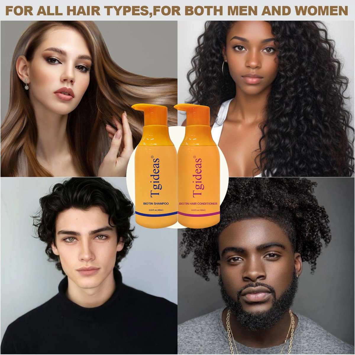 Tgideas Anti-Thinning Biotin Shampoo & Conditioner Set – Thickening & Strengthening for Women and Men, 13.53 fl oz Each Avelisse