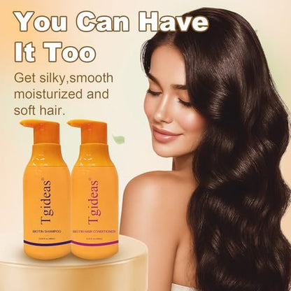 Tgideas Anti-Thinning Biotin Shampoo & Conditioner Set – Thickening & Strengthening for Women and Men, 13.53 fl oz Each Avelisse