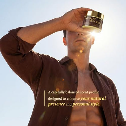 XILRVON Men's Cologne Body Butter – Shea Butter Moisturizer with Long-Lasting Masculine Scent – Fresh Woody Grooming Cream – Bergamot, Amberwood & Musk – 4.06 oz Avelisse