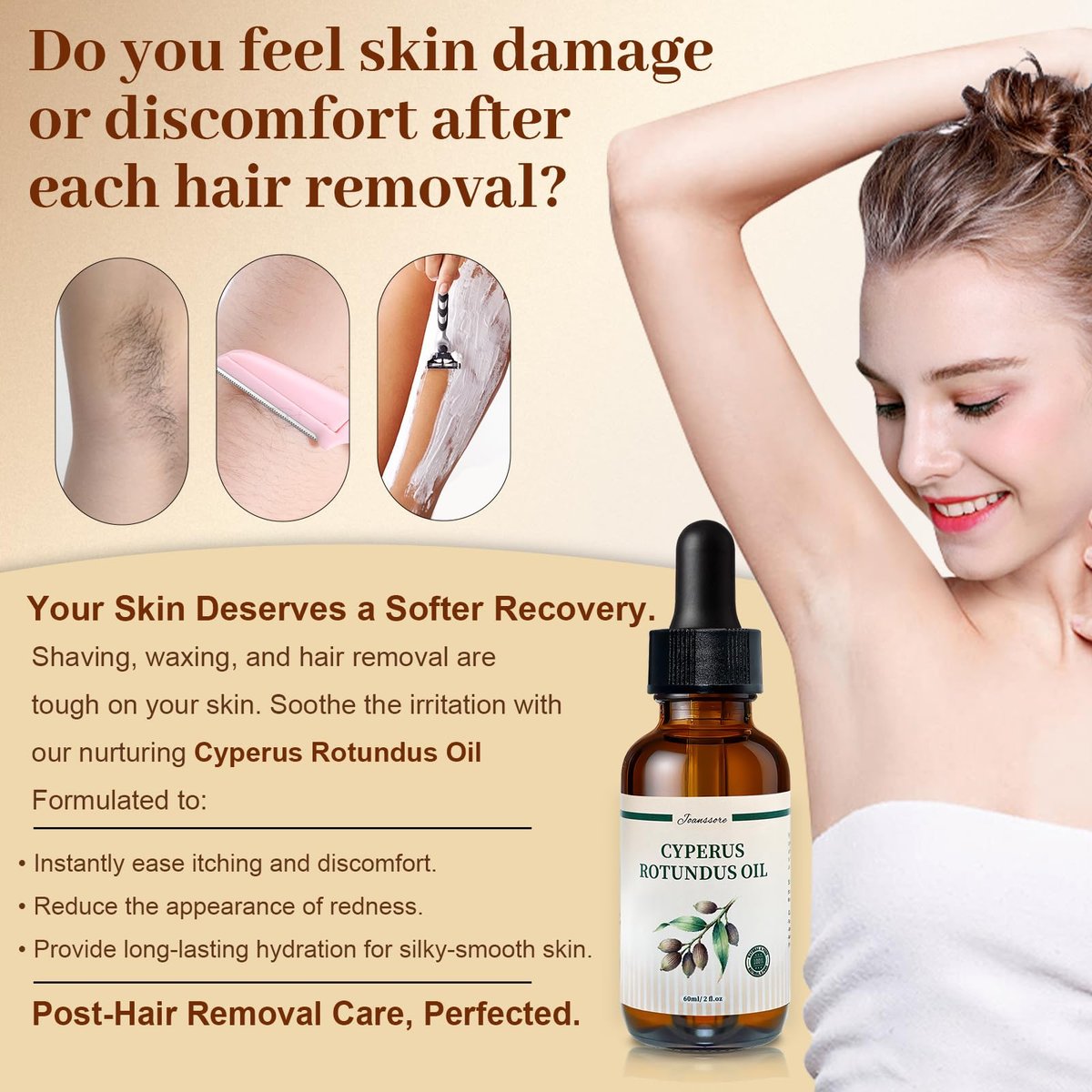 Joanssore 2 Pack Cyperus Rotundus Oil for Hair Removal - Organic Cyprus Rotundus Oil Reduces Unwanted & Ingrown Hair Growth, All Natural with No Side Effects, 2 Fl Oz Each - görsel 7