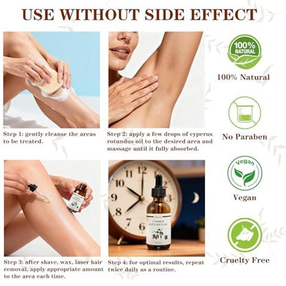 Joanssore 2 Pack Cyperus Rotundus Oil for Hair Removal - Organic Cyprus Rotundus Oil Reduces Unwanted & Ingrown Hair Growth, All Natural with No Side Effects, 2 Fl Oz Each