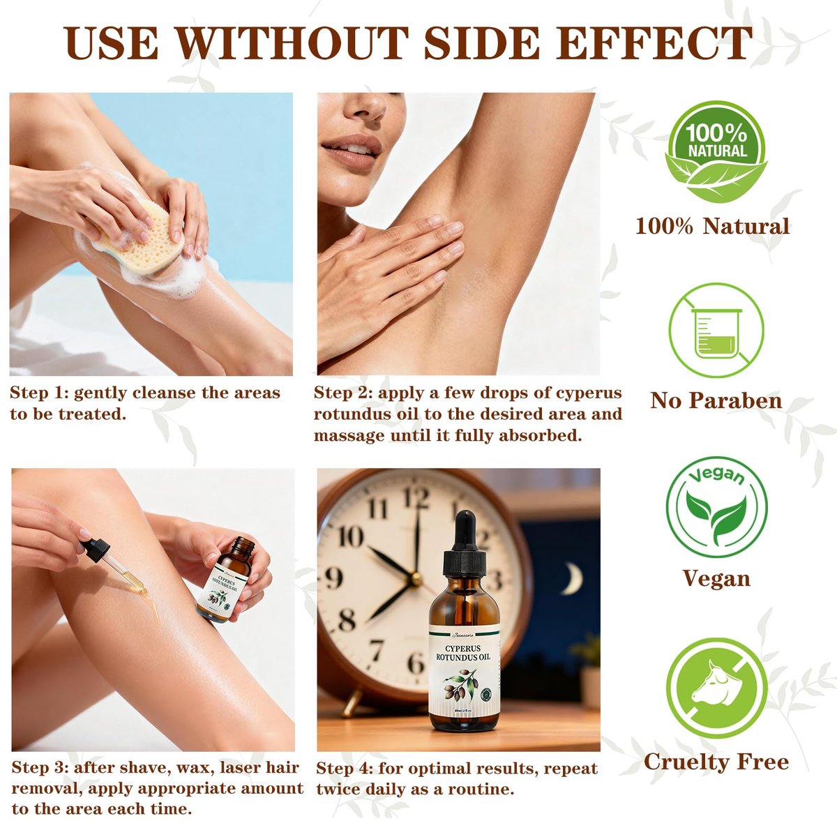 Joanssore 2 Pack Cyperus Rotundus Oil for Hair Removal - Organic Cyprus Rotundus Oil Reduces Unwanted & Ingrown Hair Growth, All Natural with No Side Effects, 2 Fl Oz Each - görsel 13