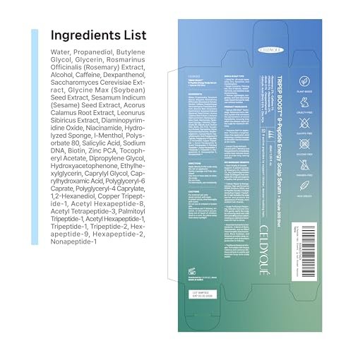 9-Peptide Hair Growth Scalp Care Serum 1.35 Oz (2X Size) - Rosemary 2% Caffeine 1% PDRN & Spicule 300 Roll-On Type | Thicker Fuller-Looking Hair with Niacinamide Zinc PCA | Thinning Hair Korean Haircare Avelisse