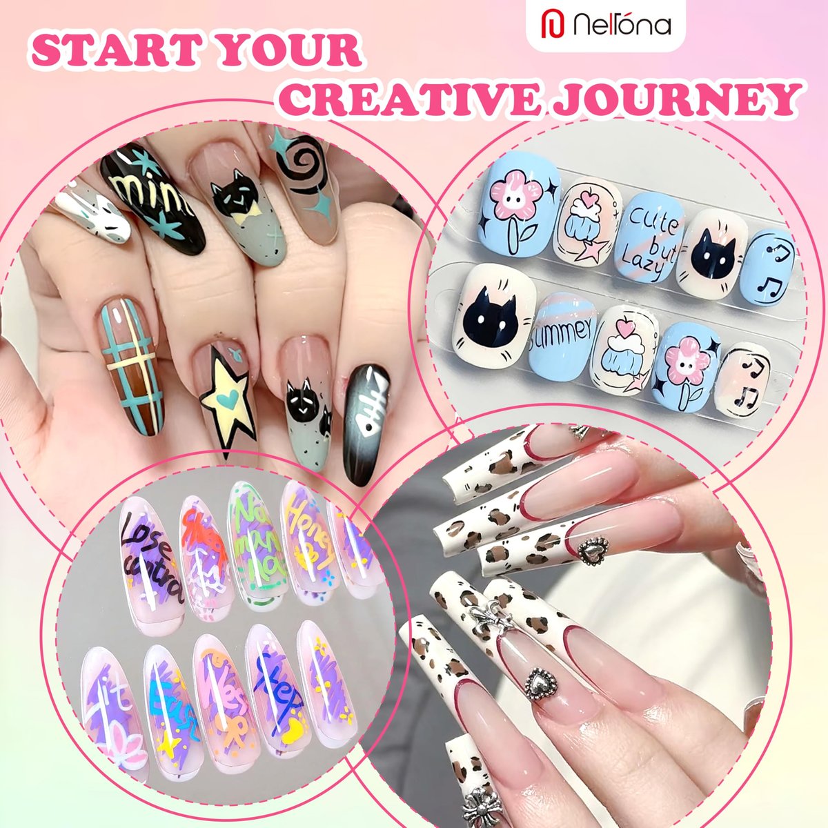 Nelrona 24 Colors Nail Art Pens Dual Tips 3D Nail Polish Pens Set - Quick-Drying Acrylic Paint Markers for Nail Design, DIY Home Salon Manicure Tools - görsel 11