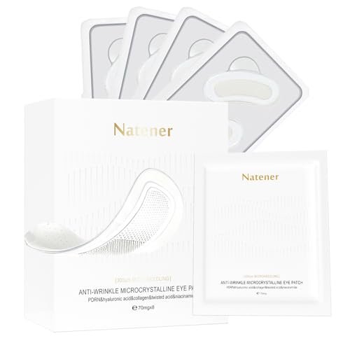 Natener PDRN & Ectoin Micro Eye Patches – 4 Pairs, Under Eye Patches for Puffy Eyes, Dark Circles, and Wrinkles with Hyaluronic Acid, Kojic Acid, Collagen, Peptides, Vitamin C, Niacinamide Avelisse