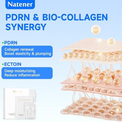Natener PDRN & Ectoin Micro Eye Patches – 4 Pairs, Under Eye Patches for Puffy Eyes, Dark Circles, and Wrinkles with Hyaluronic Acid, Kojic Acid, Collagen, Peptides, Vitamin C, Niacinamide Avelisse