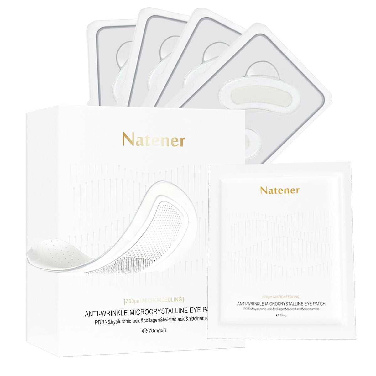 Natener PDRN & Ectoin Micro Eye Patches – 4 Pairs, Under Eye Patches for Puffy Eyes, Dark Circles, and Wrinkles with Hyaluronic Acid, Kojic Acid, Collagen, Peptides, Vitamin C, Niacinamide Avelisse