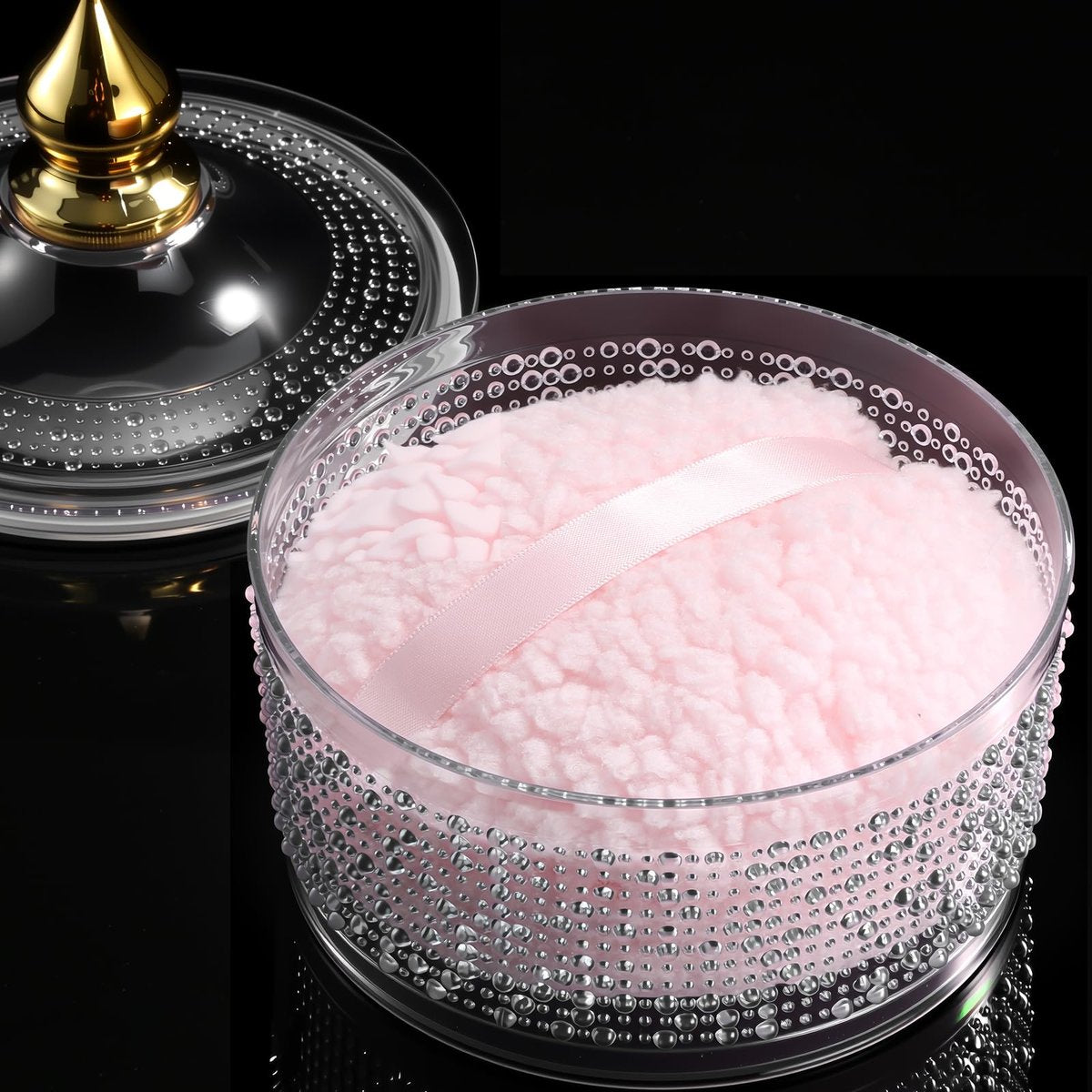 WSYUB 6-Inch Extra Large Body Powder Container with Puff – Acrylic Dusting Powder Jar with Secure Leak-Proof Lid, Pink Bath & Vanity Organizer Avelisse
