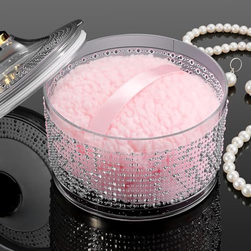 WSYUB 6-Inch Extra Large Body Powder Container with Puff – Acrylic Dusting Powder Jar with Secure Leak-Proof Lid, Pink Bath & Vanity Organizer Avelisse