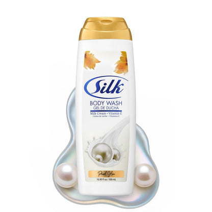 SILK Moisturizing Body Wash – Daily Hydrating Shower Gel & Foaming Cleanser with Vitamin E & Glycerin, Rich Lather for Dry Skin, Pearl Glow Scent, 16.9 Fl Oz