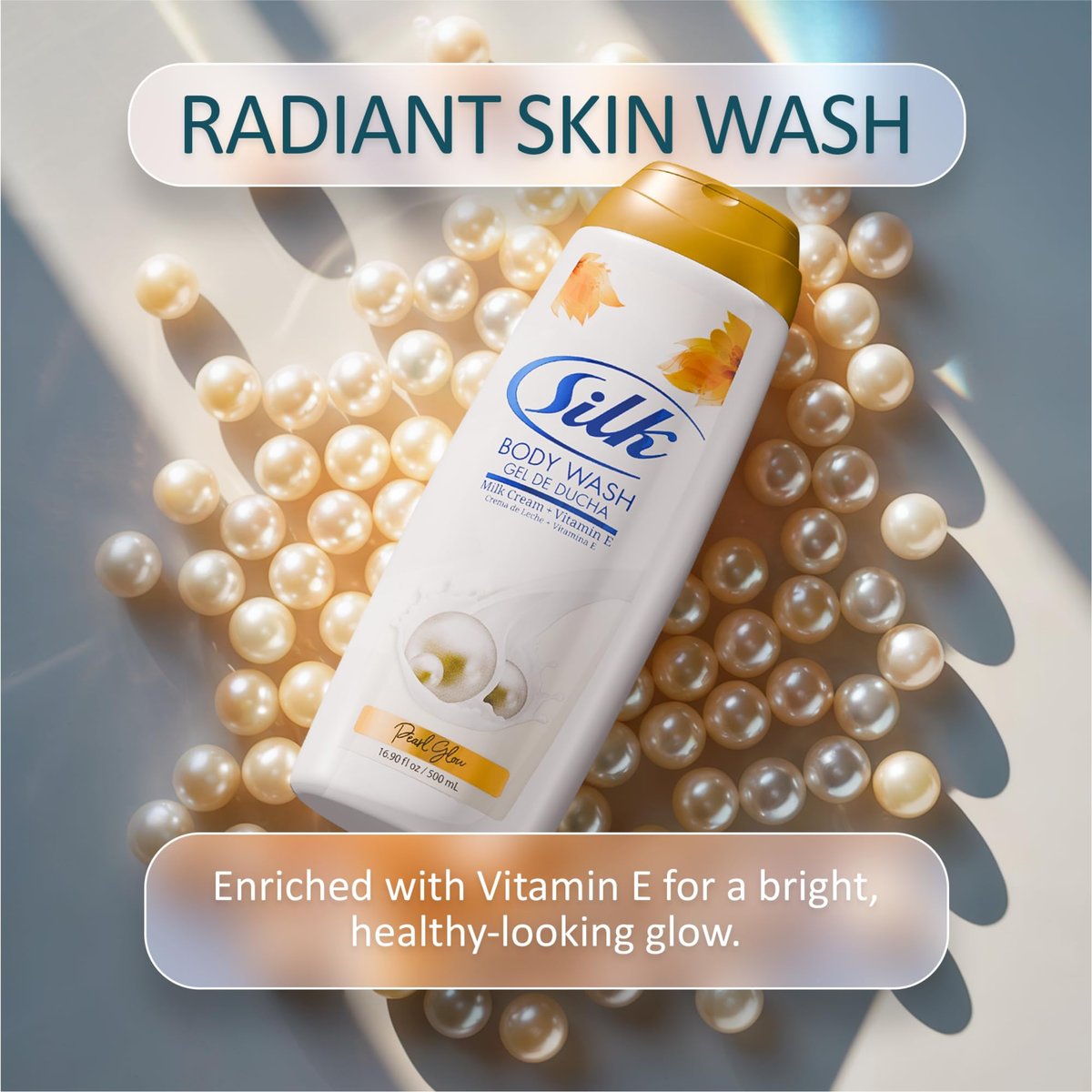 SILK Moisturizing Body Wash – Daily Hydrating Shower Gel & Foaming Cleanser with Vitamin E & Glycerin, Rich Lather for Dry Skin, Pearl Glow Scent, 16.9 Fl Oz - görsel 9