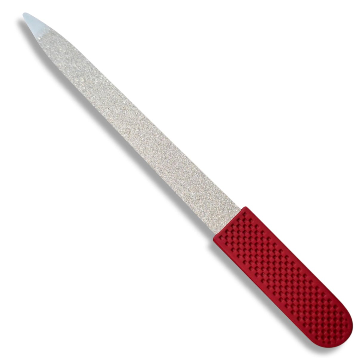 Professional Ruby Red Sapphire Nail File – Fine & Coarse, 5" Stainless Steel, Double-Sided Metal File, Ergonomic Non-Slip Handle, for Natural, Gel, Acrylic Nails, Manicure & Pedicure Tool Avelisse