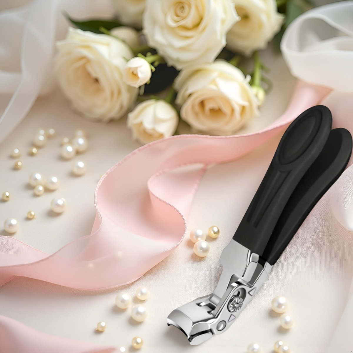 Professional Sapphire Black Angled Nail Clippers for Seniors – 5'' Elegant Thick Toenail Clipper with Nail File, Ultra-Sharp Blades, Nail Catcher, Easy Grip & Safe Home Manicure & Pedicure Care Tool Avelisse