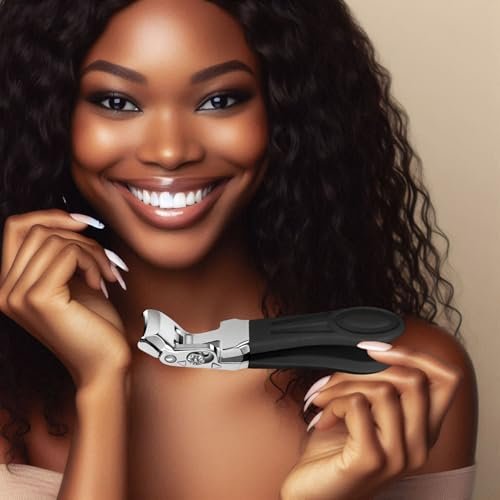 Professional Sapphire Black Angled Nail Clippers for Seniors – 5'' Elegant Thick Toenail Clipper with Nail File, Ultra-Sharp Blades, Nail Catcher, Easy Grip & Safe Home Manicure & Pedicure Care Tool Avelisse