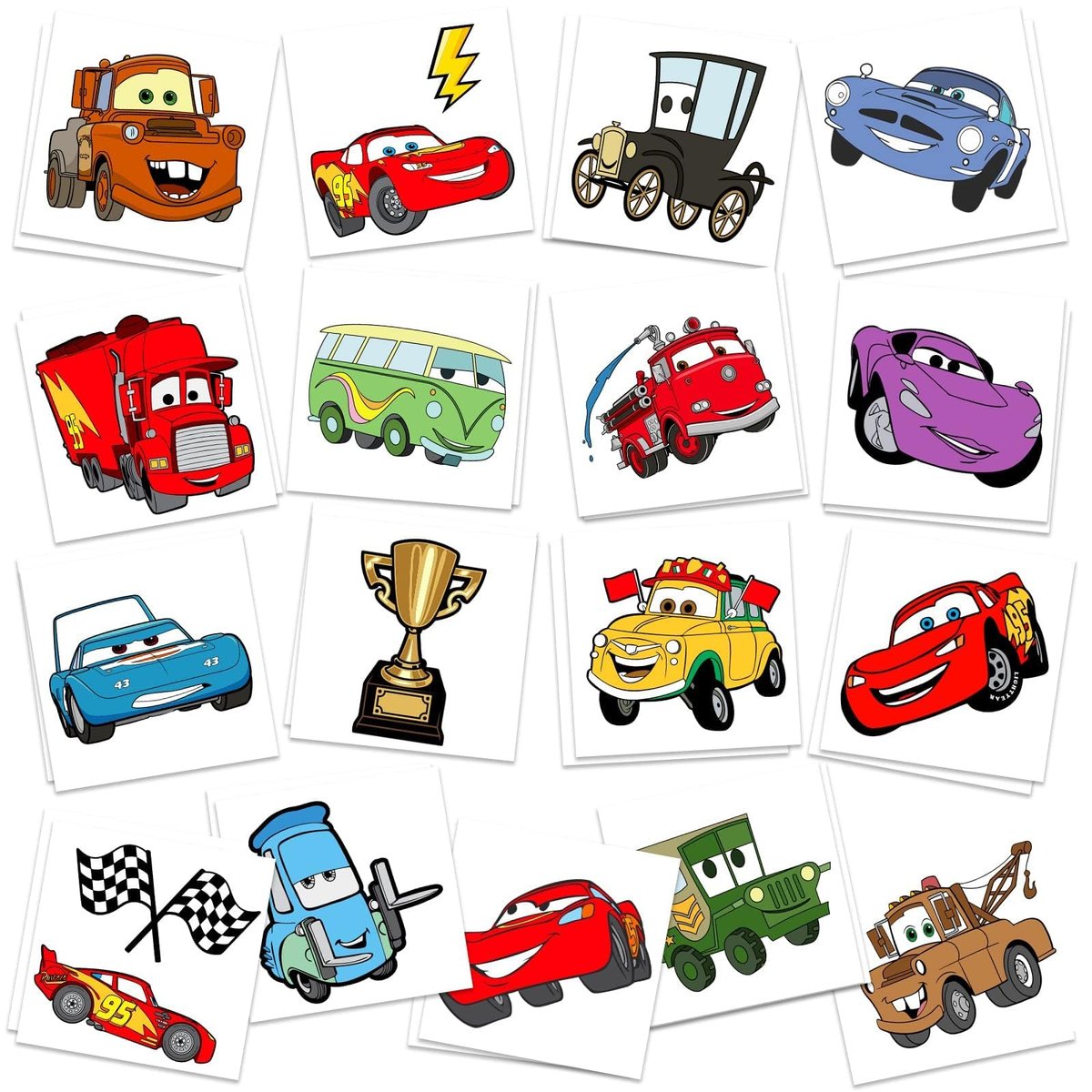 Cars Birthday Party Supplies: 34-Piece Temporary Tattoos for Goody Bags & Decorations Avelisse