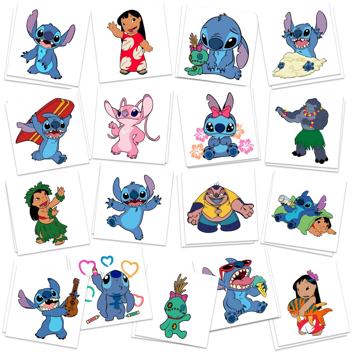 Stitch Party Supplies: 34-Piece Temporary Tattoos for Goody Bags & Treat Bag Stuffers – Removable Tattoo Stickers for Stitch Birthday Decorations - görsel 1
