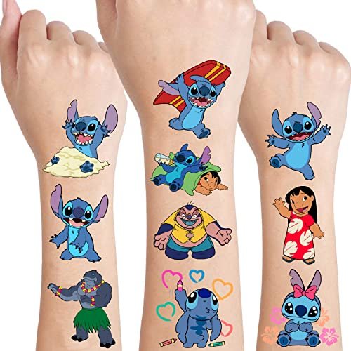 Stitch Party Supplies: 34-Piece Temporary Tattoos for Goody Bags & Treat Bag Stuffers – Removable Tattoo Stickers for Stitch Birthday Decorations - görsel 4