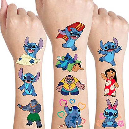 Stitch Party Supplies: 34-Piece Temporary Tattoos for Goody Bags & Treat Bag Stuffers – Removable Tattoo Stickers for Stitch Birthday Decorations